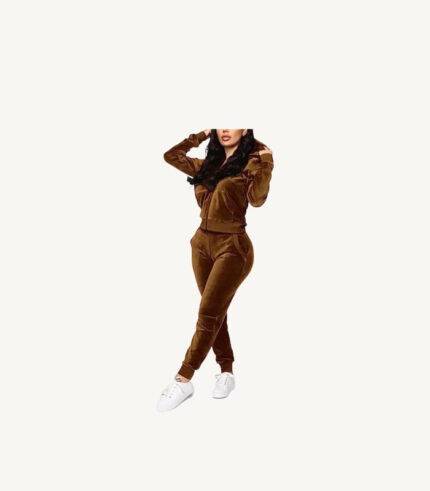 Milk Chocolate Velour Zip Up Tracksuit