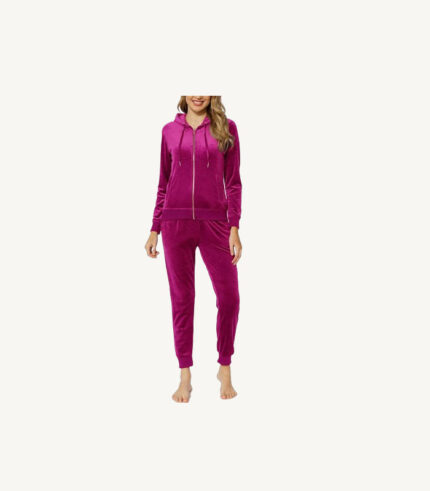 Rose Bud Cherry Velour Tracksuit Zip Up