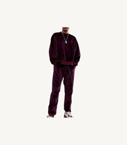 Embroidery Mens Velour Tracksuit